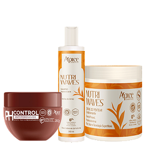 Kit Nutri Waves Creme Finalizador, Shampoo e Ph Control | Definição, Brilho e Controle de Frizz