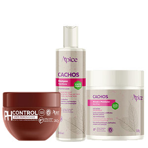 Kit Shampoo, Ativador de Cachos, Acidificante Ph Control - Apice | Tratamento Intensivo Antifrizz e Nutritivo