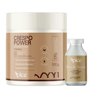 Duo Óleo de Argan + Creme Crespo Power 500g – Apice | Umectação e Definição para Crespos
