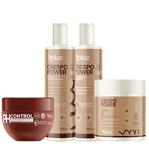 Kit Acidificante Crespo Power + Máscara Antiporosidade Ph Control - Apice | Alta Definição e Nutrição para Cachos
