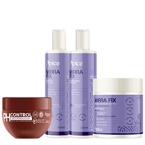 Kit Mirrafix Completo com Máscara Acidificante Ph Control - Apice | Hidratação, Definição e Controle do Frizz