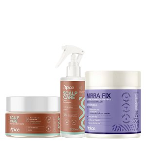 Kit Crescimento Capilar Scalp Care + Creme Mirra Fix - Apice | Hidratação, Definição e Crescimento