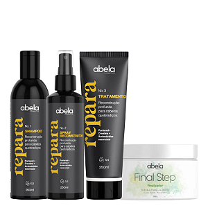 Kit Abela Shampoo, Spray Reconstrutor, Máscara e Finalizador - Abela | Reconstrução Profunda e Força Imediata