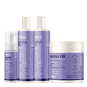 Kit Mirra Fix Shampoo, Condicionador, Ativador e Mousse - Apice | Hidratação, Brilho e Controle do Frizz