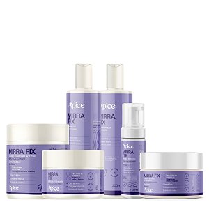 Kit Shampoo, Condicionador, Máscara, Gelatina, Mousse e Ativador MIrra Fix