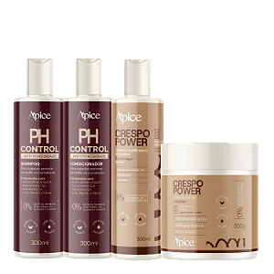 Kit Apice Ph Control + Gelatina + Creme Crespo Power - Brilho, Definição Intensa e Duradoura