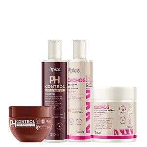 Kit Antiporosidade Ph Control + Gelatina e Creme Cachos - Apice | Tratamento Completo para Definição e Brilho Duradouro