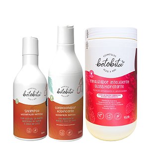 Kit BetoBita Shampoo e Condicionador Acidificante + Finalizador Gloss 950g - Restauração Nutritiva e Alta Definição