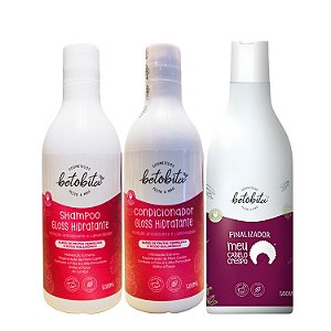 Kit Shampoo e Condicionador Gloss e Finalizador - BetoBita | Nutrição e Brilho para Cabelos Crespos