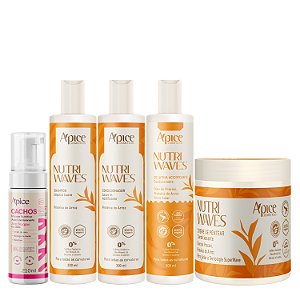 Kit Apice Nutri Waves + Mousse Cachos Essence - Nutrição Profunda, Definição e Brilho