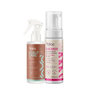 Kit Tônico Crescimento Capilar Scalp Care + Mousse Cachos Essence - Apice | Cachos Longos e Definidos