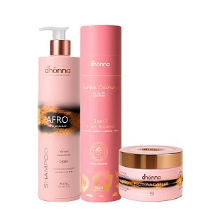 Kit Shampoo Afro, Gel Creme Cachos e Proteína Capilar Infinity – Dhonna | Limpeza, Definição e Umectação