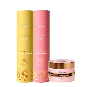 Kit Shampoo Crespos, Gel Creme Cachos e Proteína Capilar Infinity – Dhonna | Limpeza, Definição e Umectação