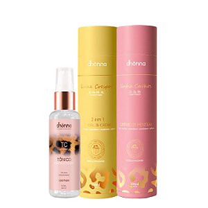 Kit Creme Cachos, Gel e Creme Crespos e Tônico Fortalecedor - Dhonna | Finalização, Definição e Brilho