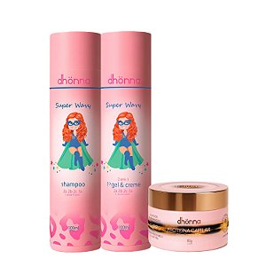 Kit Shampoo Super Wavy, Gel Creme Super Wavy e Proteína Capilar Infinity – Dhonna | Limpeza, Definição e Umectação