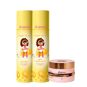 Kit Shampoo Super Curly, Gel Creme Super Curly e Proteína Capilar Infinity – Dhonna | Limpeza, Definição e Umectação