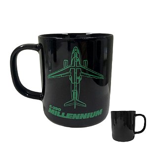 CANECA PRETA 330ML - EMBRAER