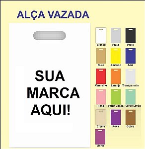 Sacola plástica Personalizada _ Alça Vazada (Boca de Palhaço)