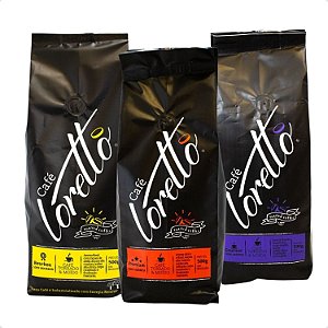 Kit Cafés Especiais Torrado e Moído Arábica Bourbon Gourmet Premium Loretto 1,5kg