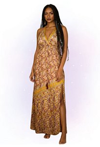 Vestido Longo Boho Malva | Tamanho M