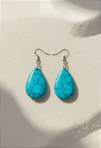 Brinco Gota - Pedra Howlita Turquesa