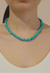 Colar de Cascalho Howlita Turquesa