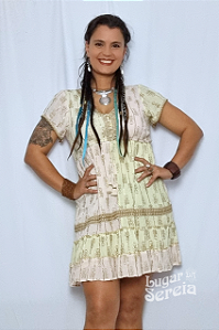 Vestido Curto Brigid Boho com Lurex Dourado