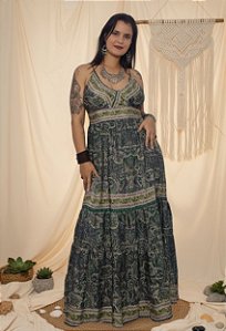 Vestido Longo Indiano Maeve com Alças Reguláveis