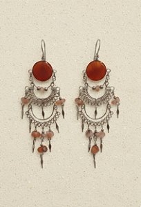 Brinco Hippie Artesanal de Alpaca e Ágata de Fogo