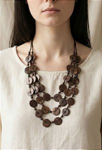 Colar Boho Discos de Coco