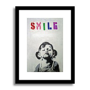 Quadro Decorativo Smile Girl Banksy Sala Quarto Mais Barato