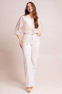 Calça Jeans Wide Leg Feminina Branca 00017