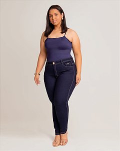 Calça Jeans Plus Size Feminina Skinny Escura 00125