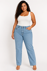 Calça jeans feminina reta Oppnus 00010