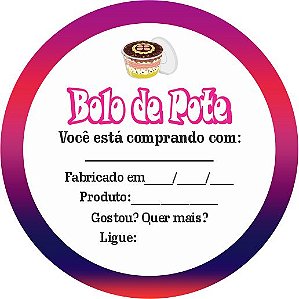 100 Adesivos  Bolo no Pote 4CM Redondo Glossy 135Gr.
