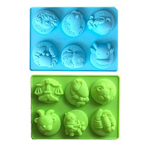 Forma Molde de Silicone Sabonete Artesanal Pequeno 12 Signos Zodíaco S14