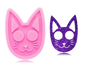 Molde de Silicone para Chaveiro em Resina Defesa Pessoal Soco Inglês Gato