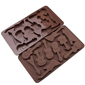 Forma Molde Silicone Guitarra Violão Baixo Para Chocolate