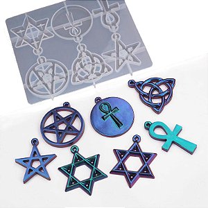 Molde de Silicone Estrela David Pentagrama Ankh Cruz Egipcia Triplicate