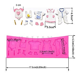 Molde de Silicone Chá De Bebê Varal Roupas Bolo Biscuit
