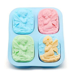 Forma Molde de Silicone Sabonete 4 Cavidades Anjo Anjinho S11