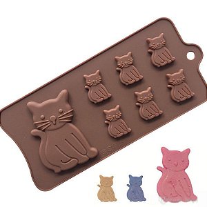 Molde de Silicone Gato Gatinho Para Chocolate