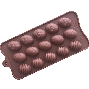 Forma Molde de Silicone Mini Ovo Ovinhos Páscoa para Chocolate 15 Cavidades