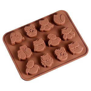 Molde de Silicone Corujas para Chocolate Resina Sabonete