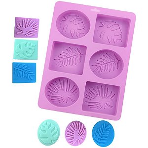Forma Molde de Silicone Sabonete Artesanal Folha 6 Cavidades S20