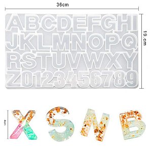 Molde de Silicone Alfabeto Letras para Chaveiro Pingente de Resina