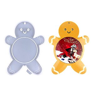 Molde de Silicone Natal Porta Retrato Boneco De Gengibre