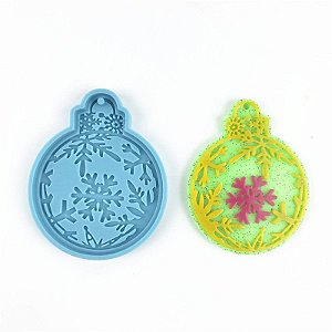 Molde de Silicone Artesanato Chaveiro Enfeite Natalino Natal Bola de Neve