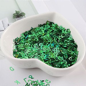 Aplique Glitter Letra Alfabeto para Unha e Artesanato 5mm 30g