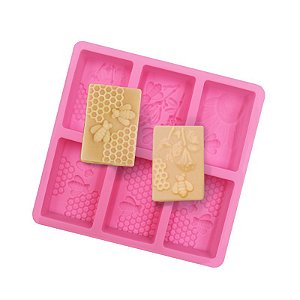 Forma Molde de Silicone Sabonete Artesanal Abelha Colméia S13